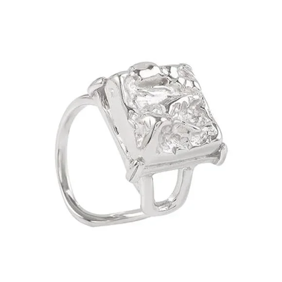 Hammered 925 Sterling Silver Handmade Rings Statement Gemstone - Picture 7 of 7